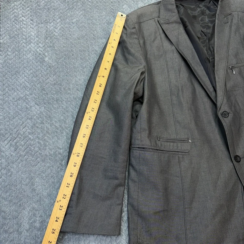 Rock & Republic Blazer Mens 44R‎ Gray Cotton Sport Coat Jacket Modern Edgy READ